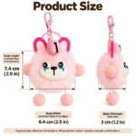 Crying Pink Bunny Pompom Keychain — proposed size reference; dimensions require sample confirmation.