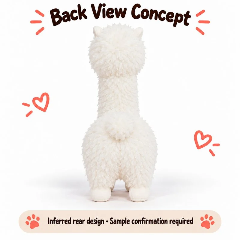 Curly White Alpaca Plush — reverse construction concept.
