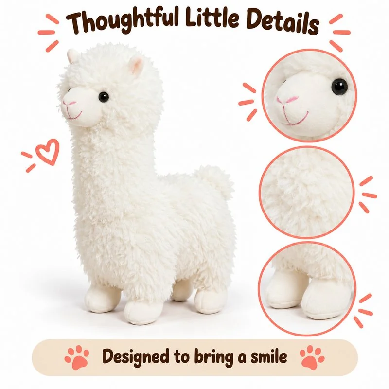 Curly White Alpaca Plush — construction and surface detail concept.