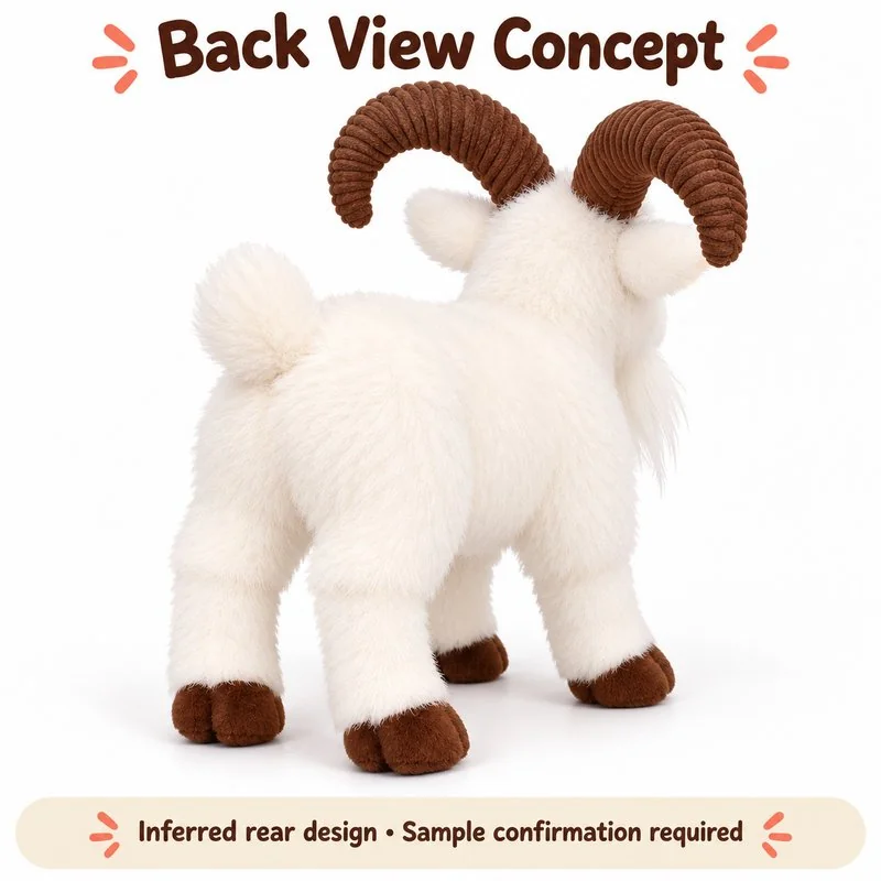Curved Horn Goat Plush — back view concept