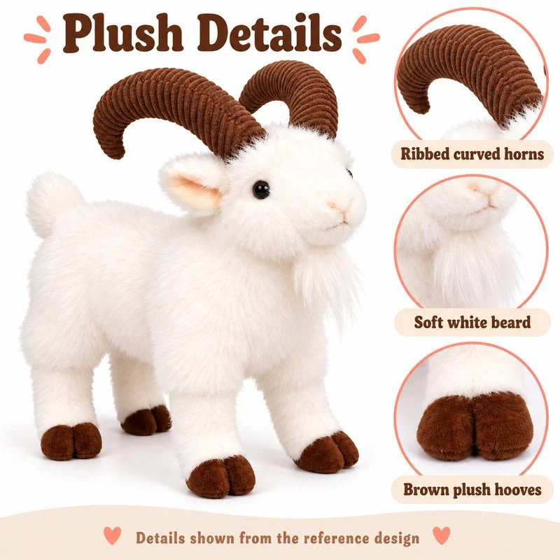 Curved Horn Goat Plush — construction detail concept