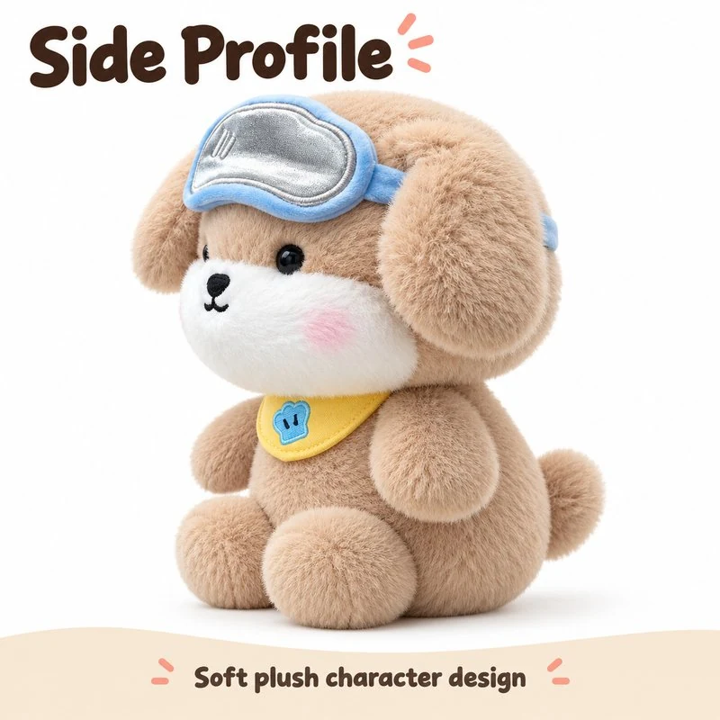 Diving Goggles Brown Puppy Plush — additional angle concept.