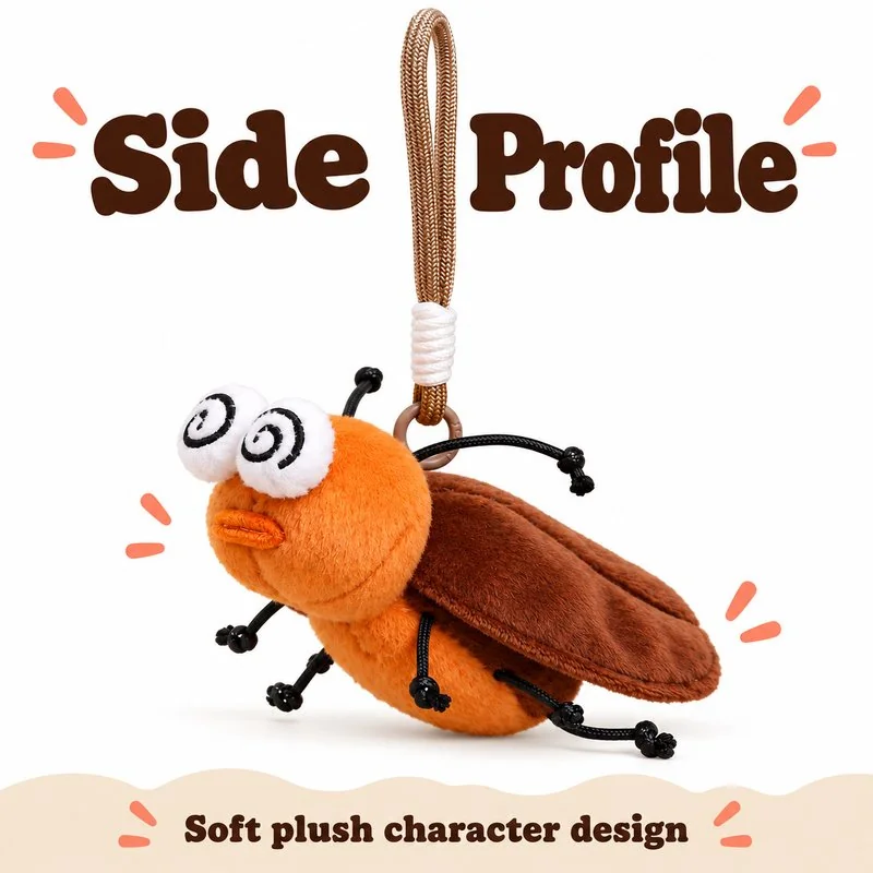 Dizzy Cockroach Plush Keychain — additional angle concept.
