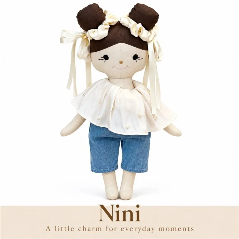 Double Bun Blue Trouser Cloth Doll