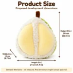 Yellow Segment Fruit Plush Cushion — proposed size reference; dimensions require sample confirmation.