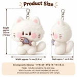 Fish Holding White Cat Plush Keychain — proposed size reference; dimensions require sample confirmation.