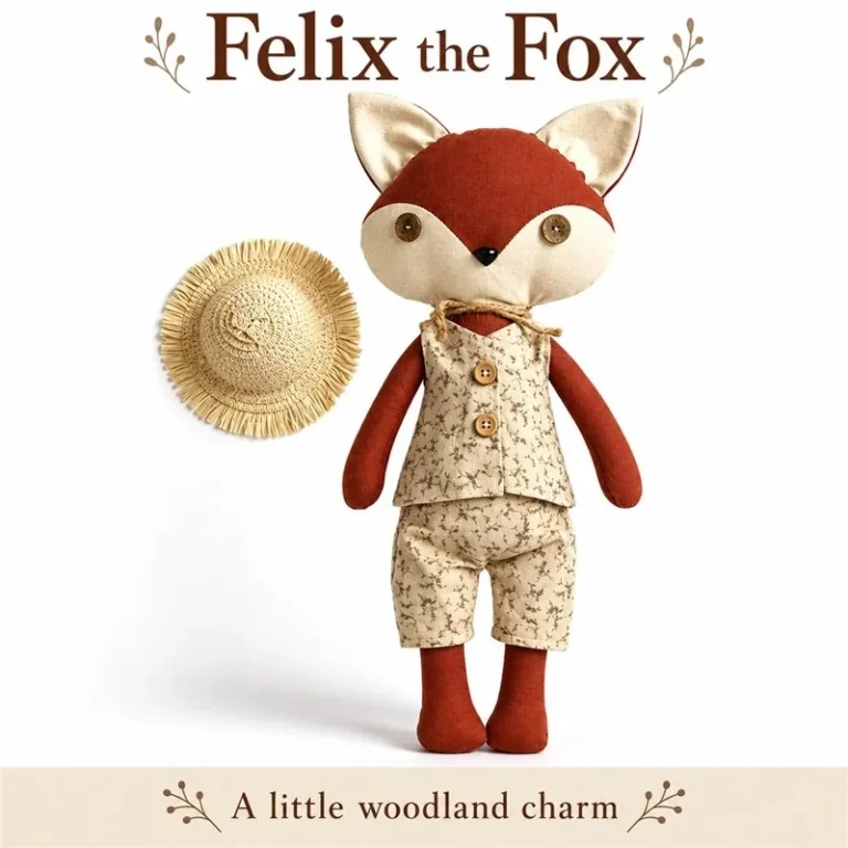 Floral Waistcoat Fox Cloth Doll