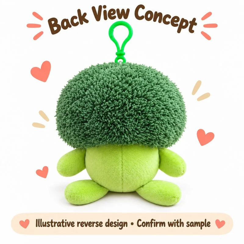 Flower Broccoli Plush Keychain — reverse construction concept.