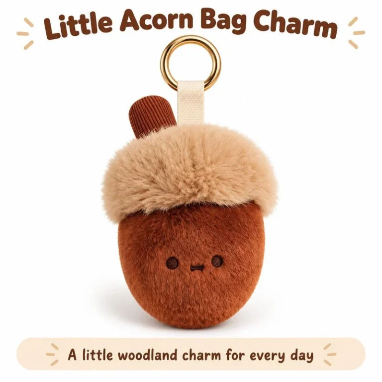 Fluffy Acorn Plush Keychain