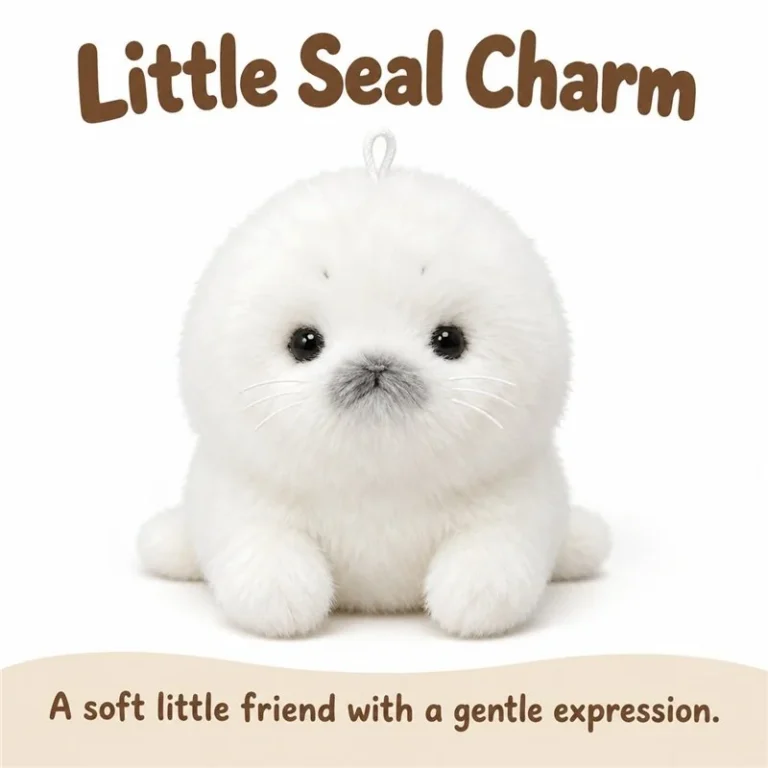 Fluffy White Seal Plush Charm