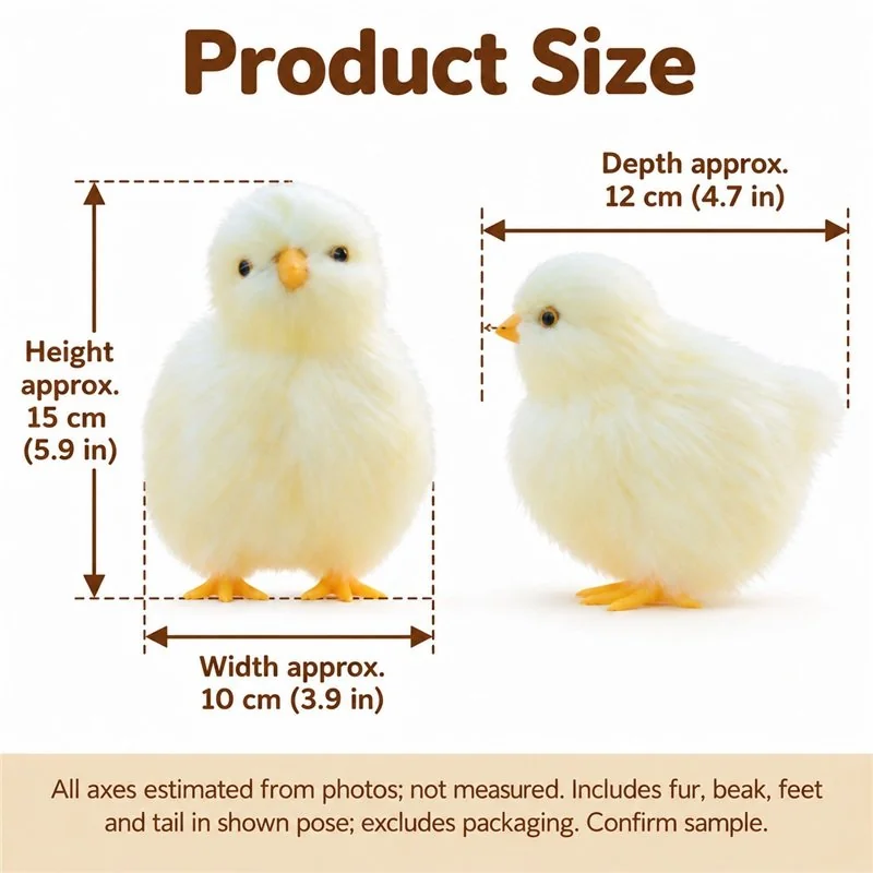 Fluffy Yellow Easter Chick Decoration — proposed size reference; dimensions require sample confirmation.