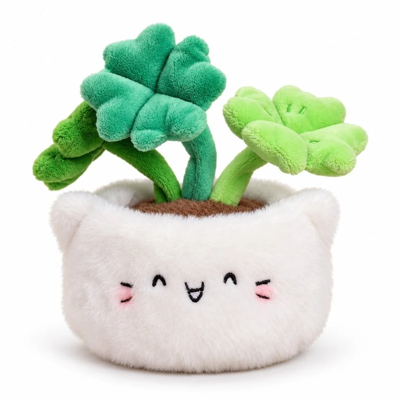Four Leaf Clover Cat Pot Plush Toy