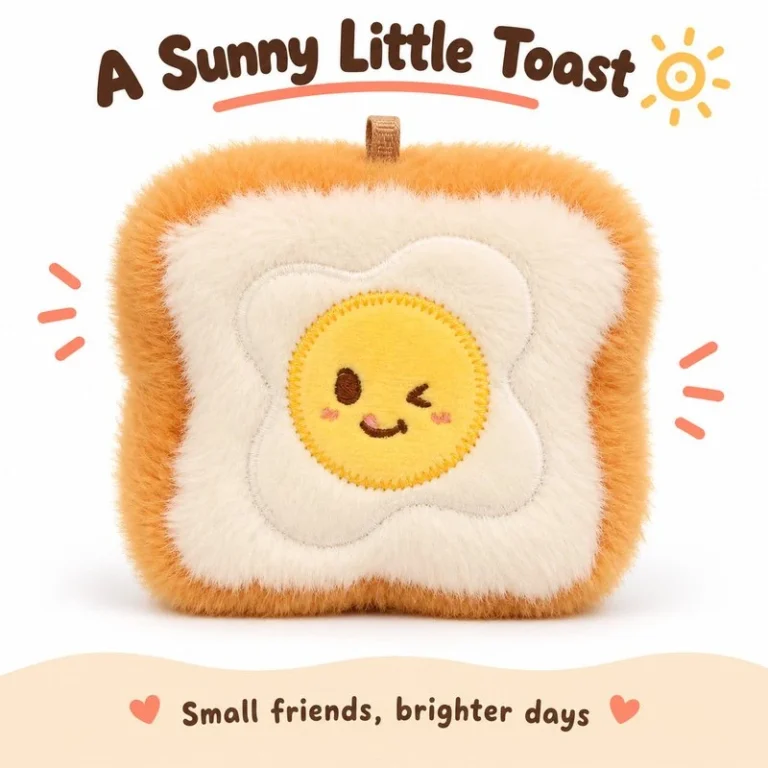 Fried Egg Toast Plush Charm