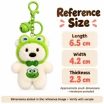 Frog Hood White Bear Plush Keychain — proposed size reference; dimensions require sample confirmation.