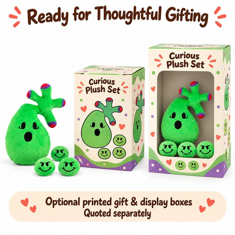 Gallbladder Gallstones Plush Set — optional packaging concept; final artwork, fit and quotation require confirmation.