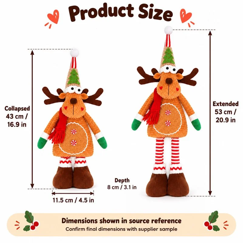 Gingerbread Reindeer Decoration — proposed size reference; dimensions require sample confirmation.