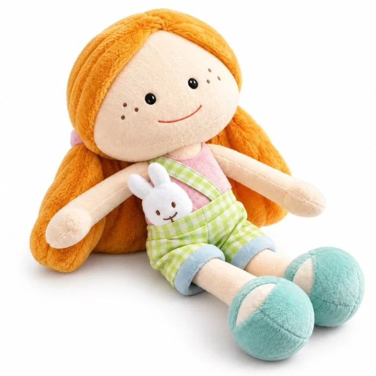 Gingham Overall Red Hair Cloth Doll