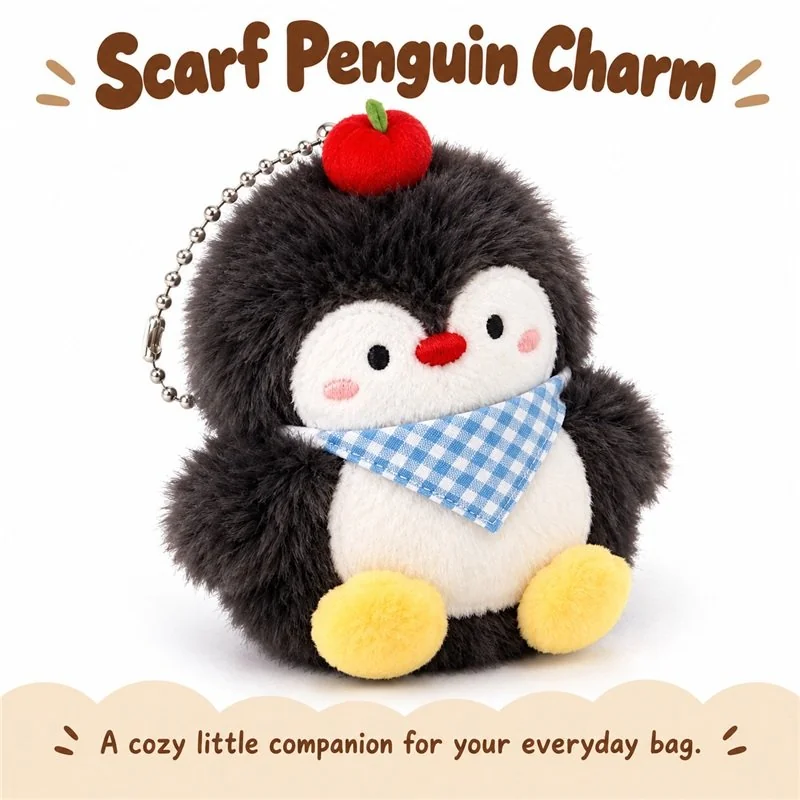 Gingham Scarf Penguin Plush Keychain