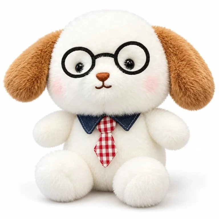 Glasses Necktie Brown Ear Puppy Plush