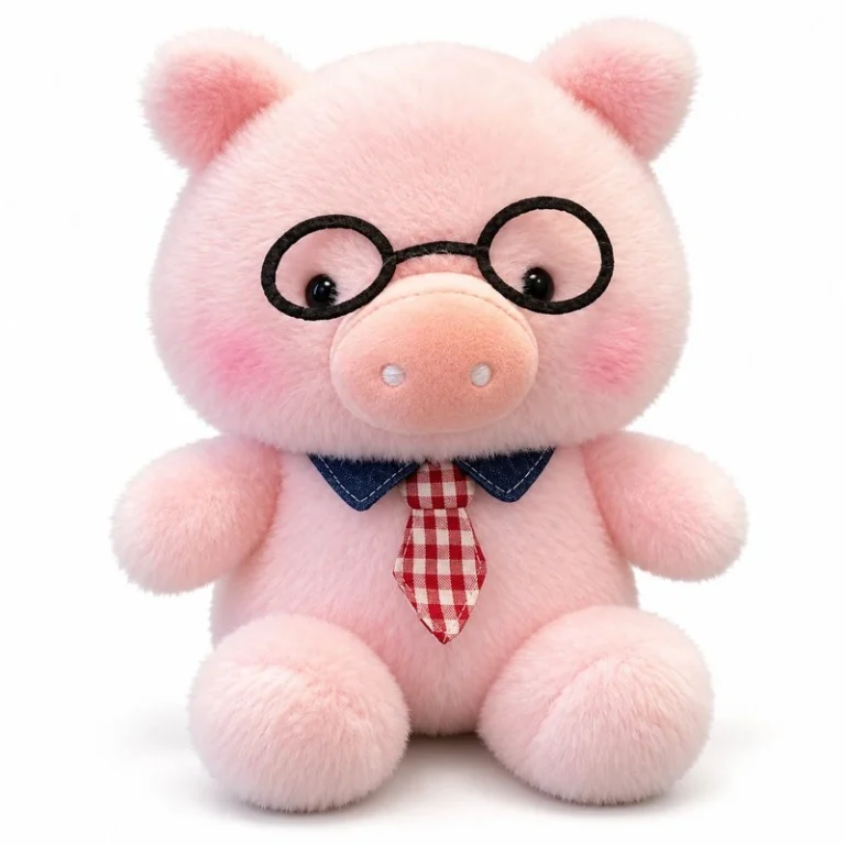 Glasses Necktie Pink Pig Plush