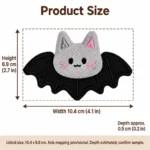 Gray Cat Bat Textile Applique — proposed size reference; dimensions require sample confirmation.