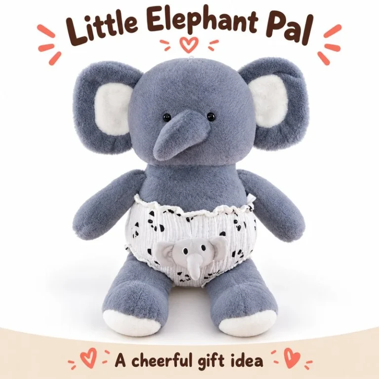 Gray Diaper Elephant Plush