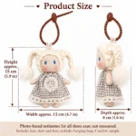 Gray Gingham Dress Doll Keychain — proposed size reference; dimensions require sample confirmation.