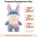 Gray Heart Bag Donkey Plush — proposed size reference; dimensions require sample confirmation.