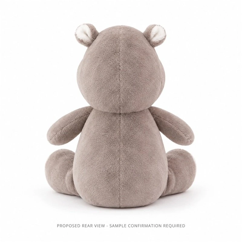 Gray Hippopotamus Stuffed Animal — back view concept