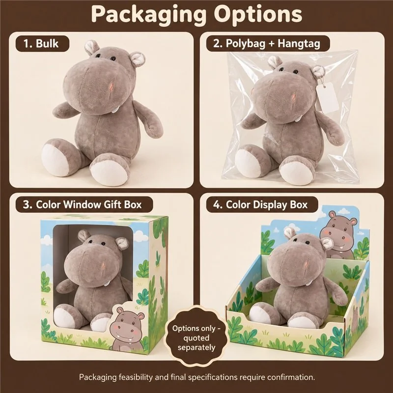 Gray Hippopotamus Stuffed Animal — packaging concept