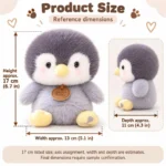 Fluffy Gray Penguin Plush — proposed size reference; dimensions require sample confirmation.