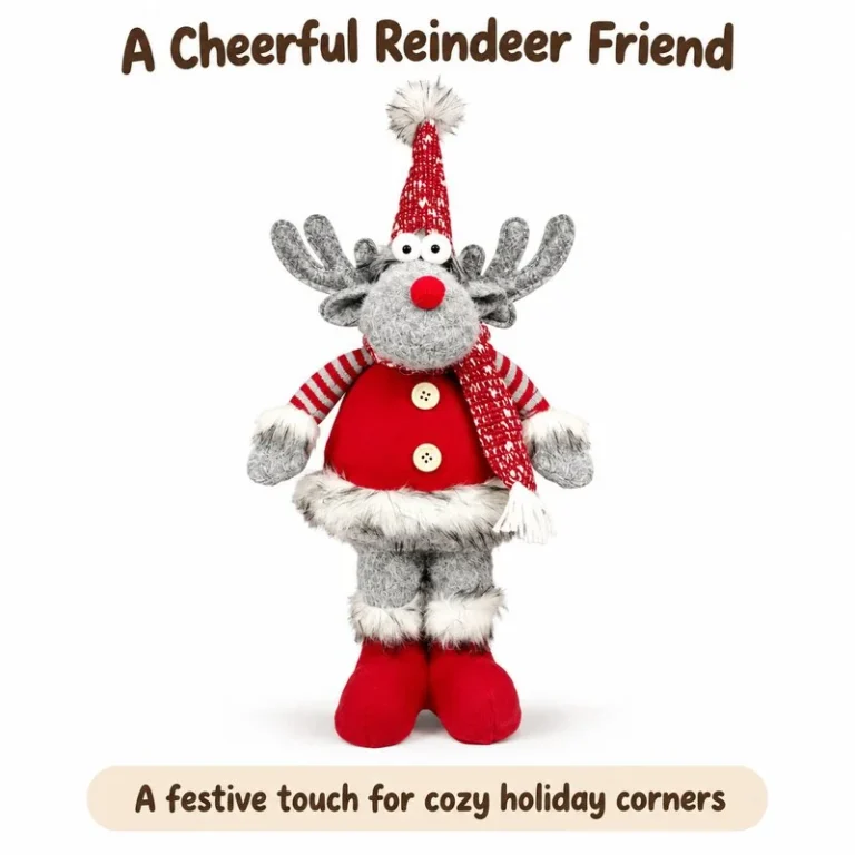 Gray Standing Christmas Reindeer Decoration