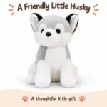 Compact Gray White Husky Plush; AI concept reference, final sample and specifications to be confirmed.