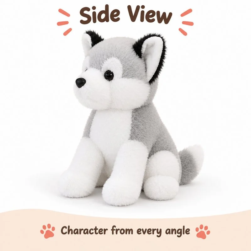 Compact Gray White Husky Plush — additional angle concept.