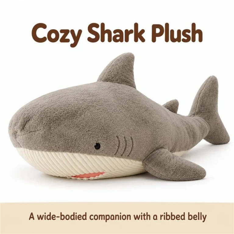 Gray Wide Body Shark Plush Pillow