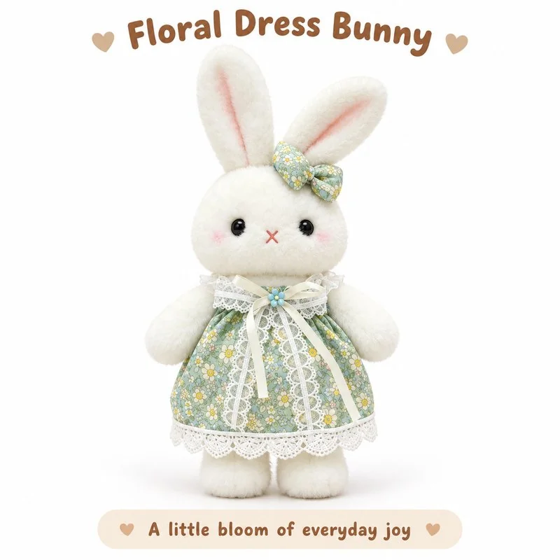 Green Daisy Dress Rabbit Plush