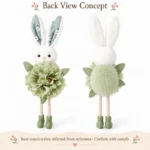 Green Flower Long Leg Bunny Ornament — reverse construction concept.