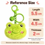 Green Frog Face Plush Keychain — proposed size reference; dimensions require sample confirmation.