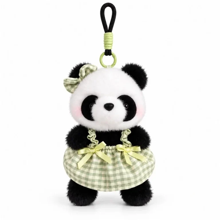 Green Gingham Panda Plush Charm