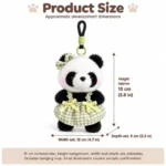 Green Gingham Panda Plush Charm — proposed size reference; dimensions require sample confirmation.