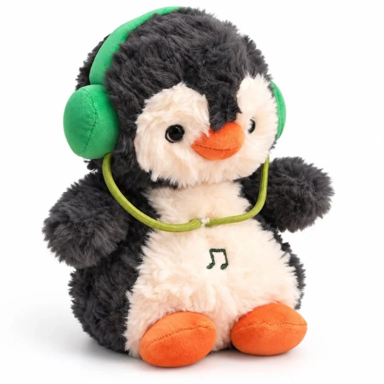 Green Headphone Penguin Plush