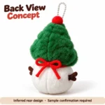 Green Hood Snowman Plush Charm — reverse construction concept.