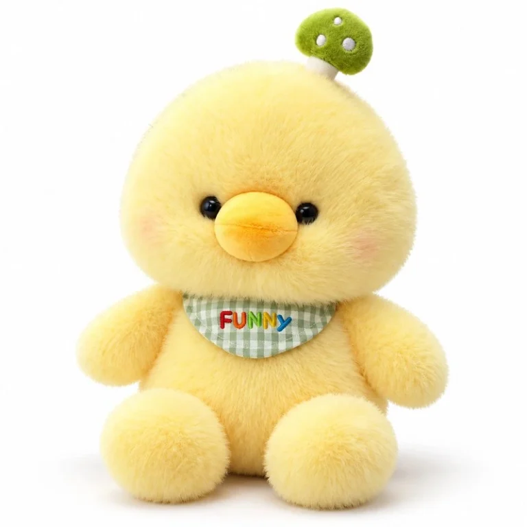 Green Mushroom Yellow Duck Stuffed Animal