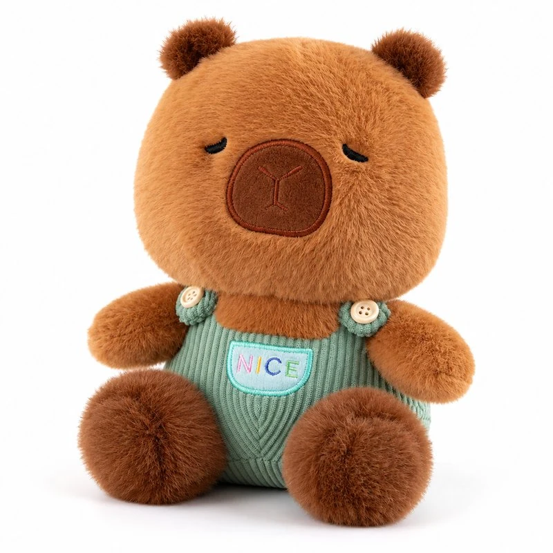 Green Overalls Sleepy Capybara Plush