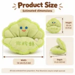 Green Pearl Clam Plush — proposed size reference; dimensions require sample confirmation.