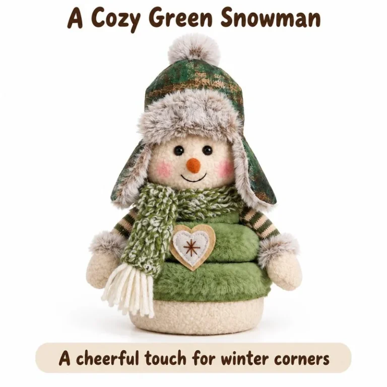 Green Plaid Hat Snowman Plush