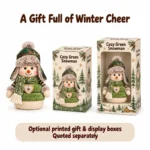 Green Plaid Hat Snowman Plush — optional packaging concept; final artwork, fit and quotation require confirmation.