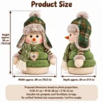 Green Plaid Hat Snowman Plush — proposed size reference; dimensions require sample confirmation.