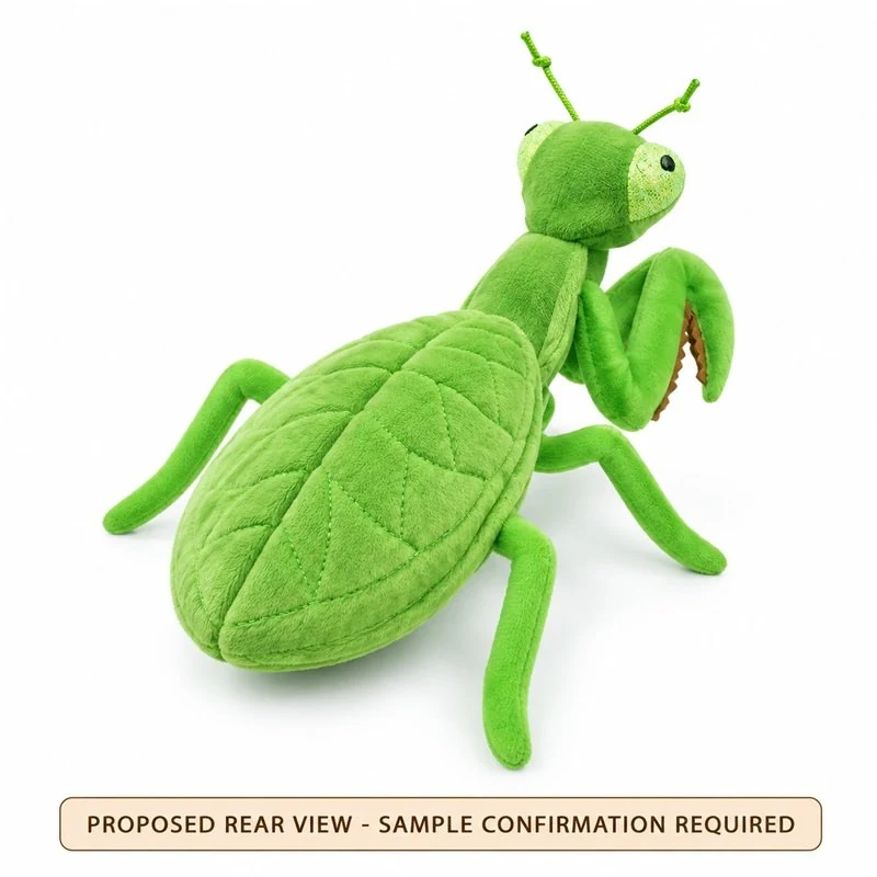 Green Praying Mantis Plush Toy — back view concept