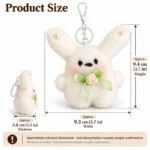 Green Ribbon White Bunny Plush Keychain — proposed size reference; dimensions require sample confirmation.